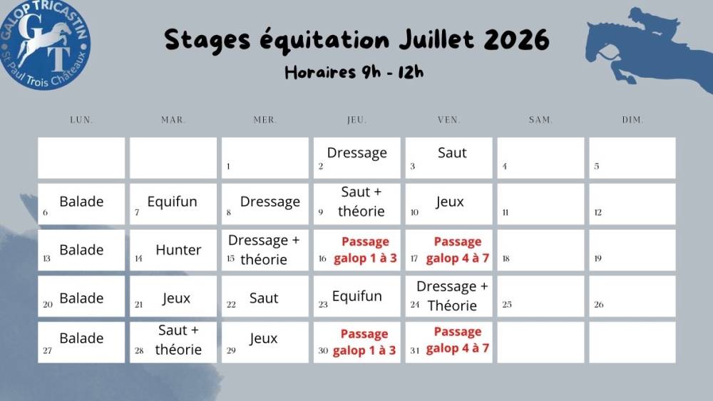 Stage Vacances d'été